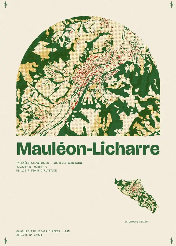 Affiche de Mauléon-Licharre, calculée par 123-fr d'après l'IGN