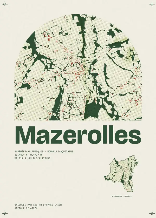 Affiche de Mazerolles, calculée par 123-fr d'après l'IGN