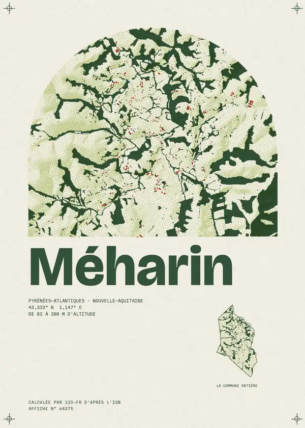 Affiche de Méharin, calculée par 123-fr d'après l'IGN