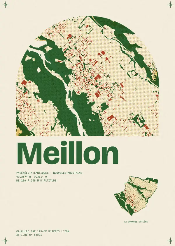 Affiche de Meillon, calculée par 123-fr d'après l'IGN
