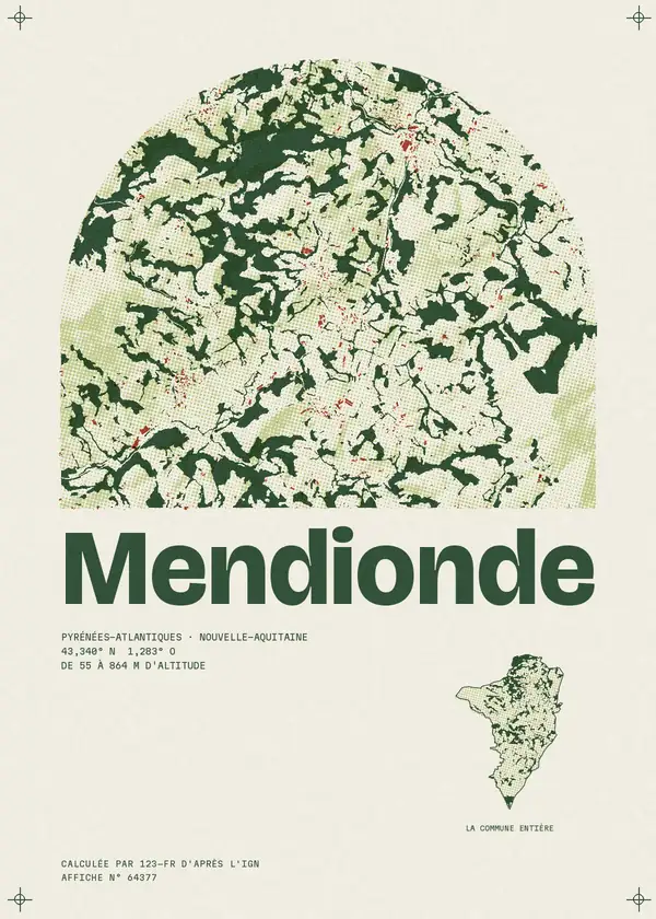 Affiche de Mendionde, calculée par 123-fr d'après l'IGN