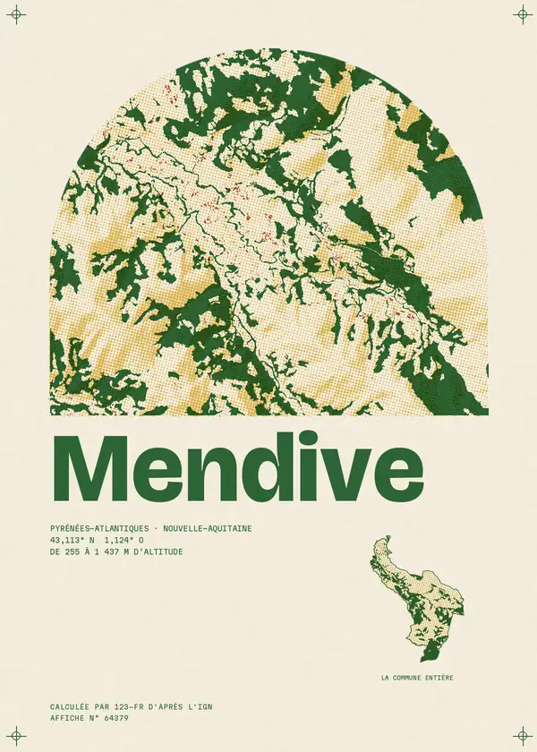Affiche de Mendive, calculée par 123-fr d'après l'IGN