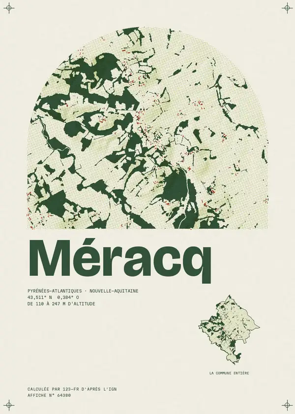 Affiche de Méracq, calculée par 123-fr d'après l'IGN