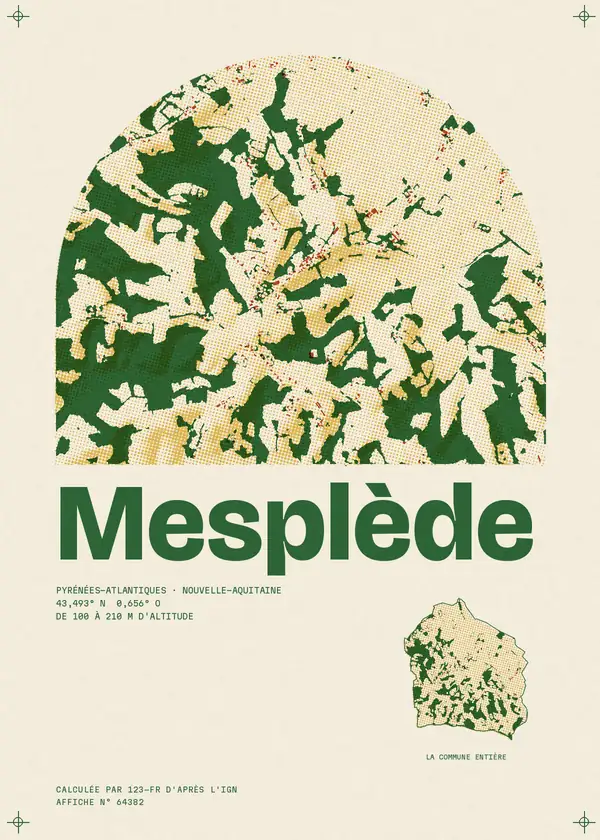 Affiche de Mesplède, calculée par 123-fr d'après l'IGN