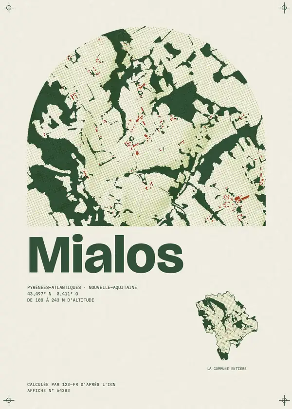 Affiche de Mialos, calculée par 123-fr d'après l'IGN