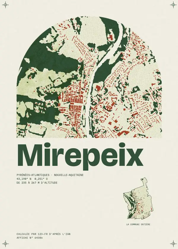 Affiche de Mirepeix, calculée par 123-fr d'après l'IGN