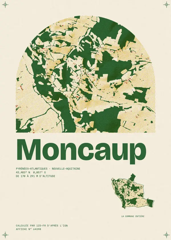 Affiche de Moncaup, calculée par 123-fr d'après l'IGN