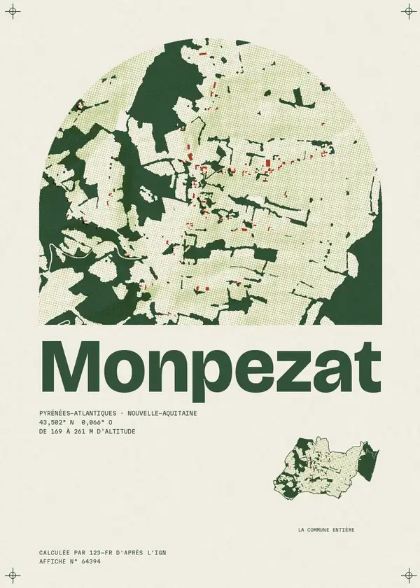 Affiche de Monpezat, calculée par 123-fr d'après l'IGN