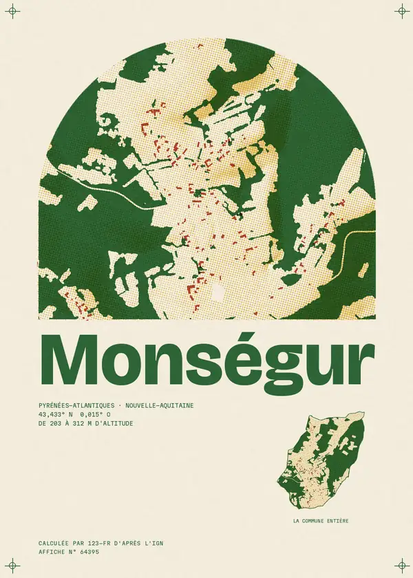Affiche de Monségur, calculée par 123-fr d'après l'IGN