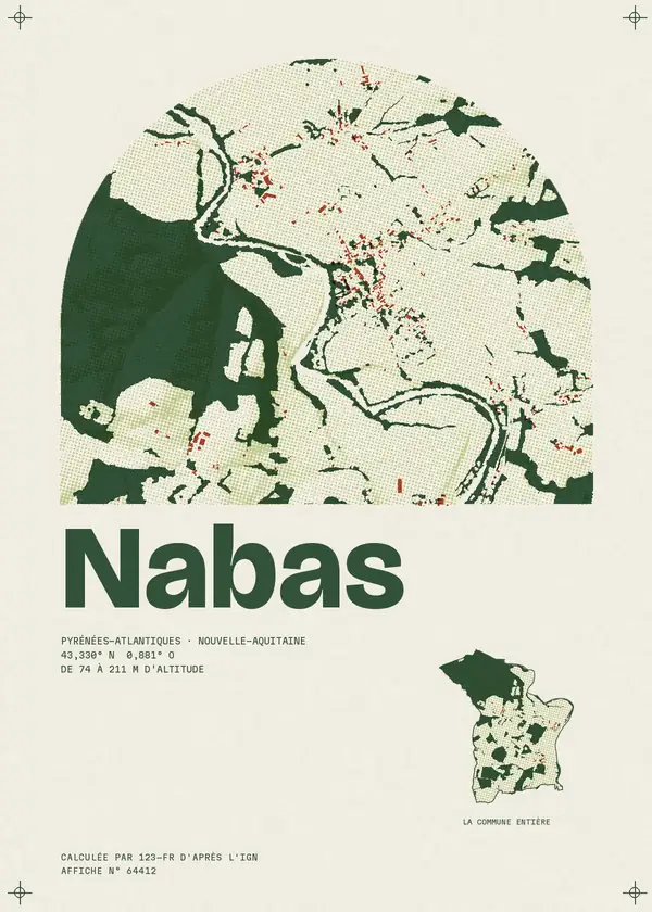 Affiche de Nabas, calculée par 123-fr d'après l'IGN
