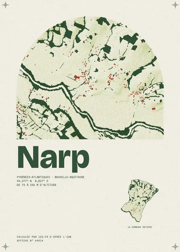 Affiche de Narp, calculée par 123-fr d'après l'IGN