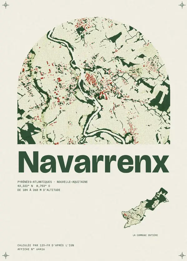Affiche de Navarrenx, calculée par 123-fr d'après l'IGN