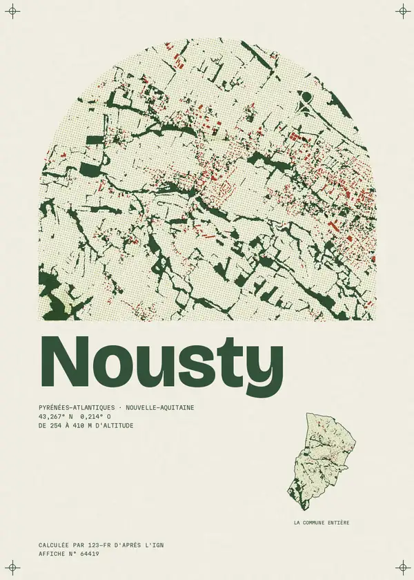 Affiche de Nousty, calculée par 123-fr d'après l'IGN