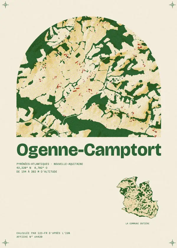 Affiche de Ogenne-Camptort, calculée par 123-fr d'après l'IGN