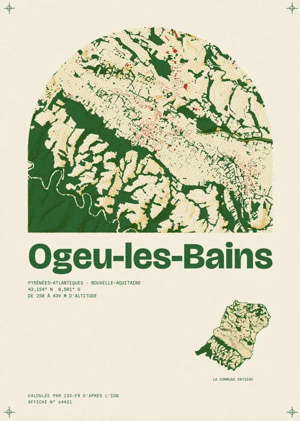Affiche de Ogeu-les-Bains, calculée par 123-fr d'après l'IGN