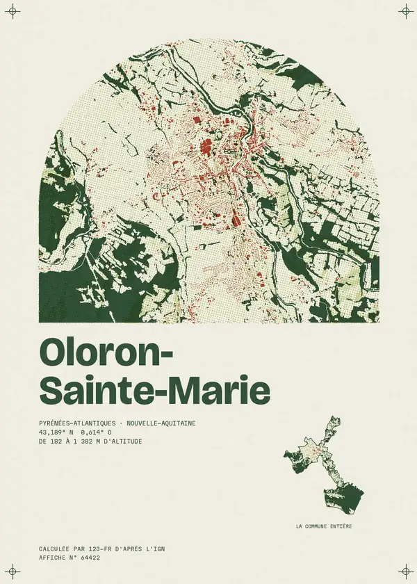 Affiche de Oloron-Sainte-Marie, calculée par 123-fr d'après l'IGN