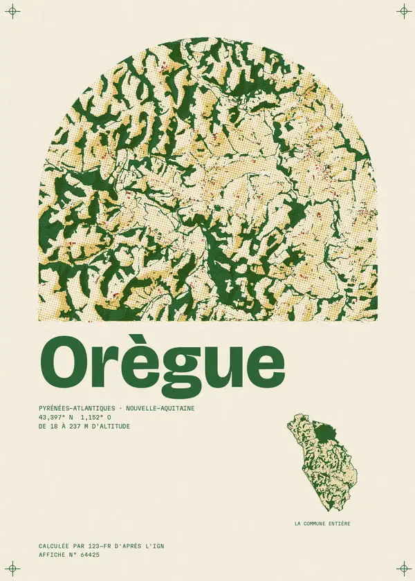 Affiche de Orègue, calculée par 123-fr d'après l'IGN