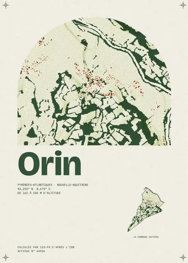 Affiche de Orin, calculée par 123-fr d'après l'IGN