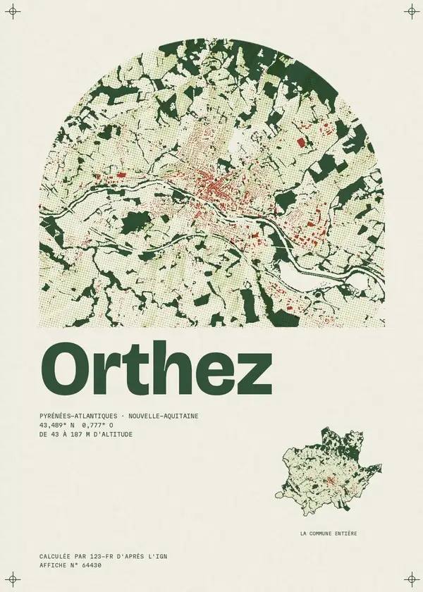 Affiche de Orthez, calculée par 123-fr d'après l'IGN