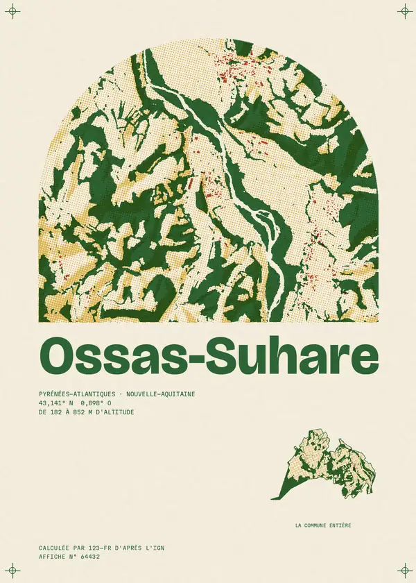 Affiche de Ossas-Suhare, calculée par 123-fr d'après l'IGN