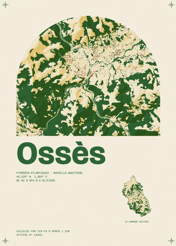 Affiche de Ossès, calculée par 123-fr d'après l'IGN
