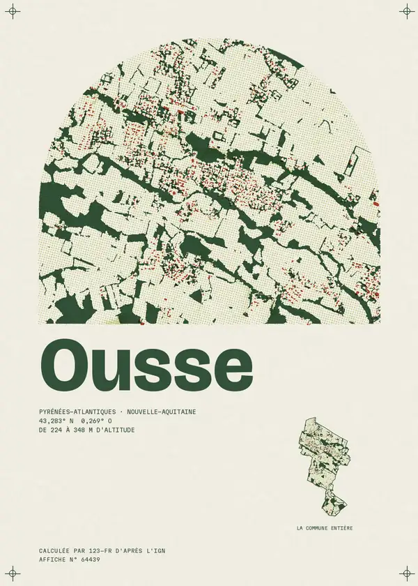Affiche de Ousse, calculée par 123-fr d'après l'IGN
