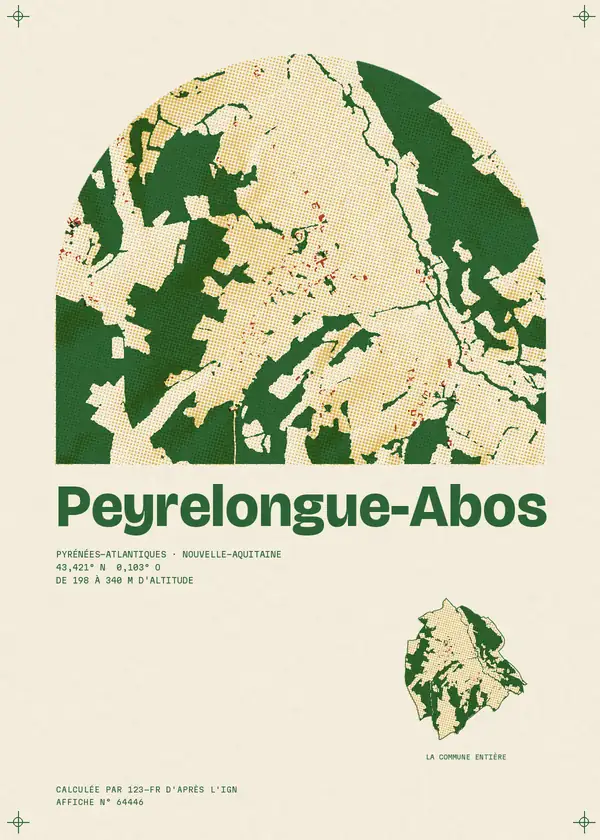 Affiche de Peyrelongue-Abos, calculée par 123-fr d'après l'IGN
