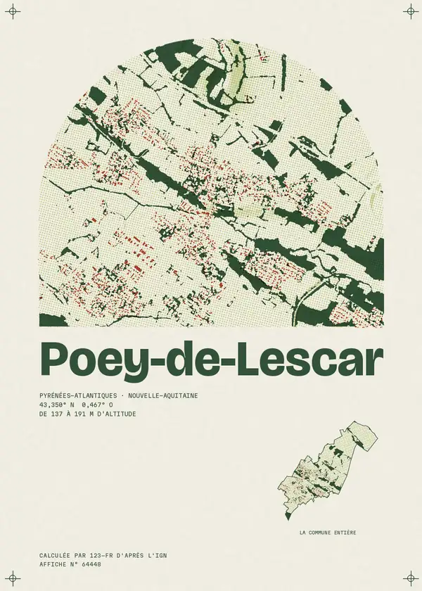 Affiche de Poey-de-Lescar, calculée par 123-fr d'après l'IGN