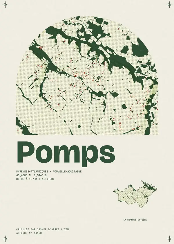 Affiche de Pomps, calculée par 123-fr d'après l'IGN