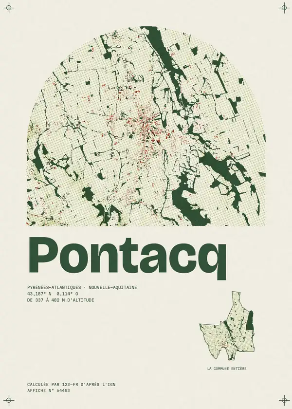 Affiche de Pontacq, calculée par 123-fr d'après l'IGN