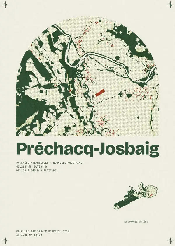 Affiche de Préchacq-Josbaig, calculée par 123-fr d'après l'IGN