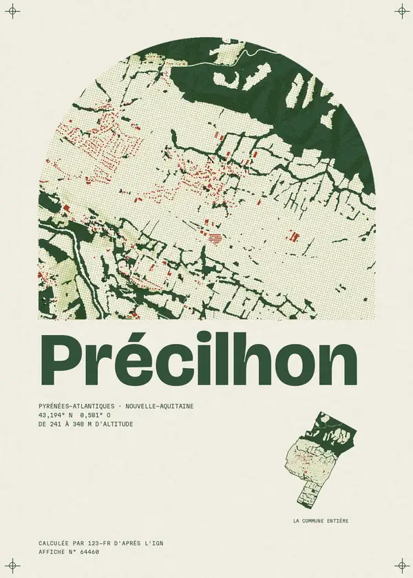 Affiche de Précilhon, calculée par 123-fr d'après l'IGN