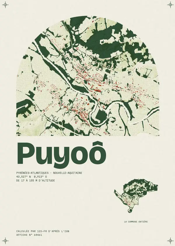 Affiche de Puyoô, calculée par 123-fr d'après l'IGN
