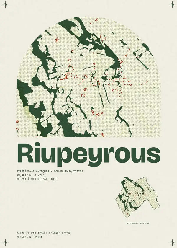 Affiche de Riupeyrous, calculée par 123-fr d'après l'IGN