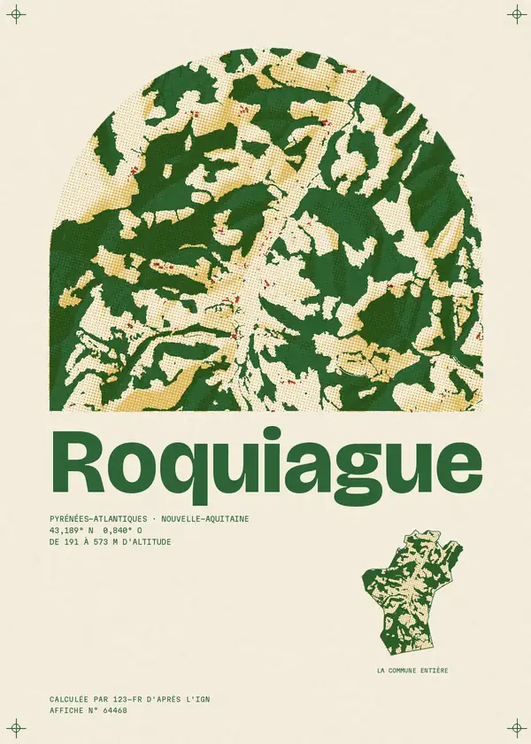 Affiche de Roquiague, calculée par 123-fr d'après l'IGN