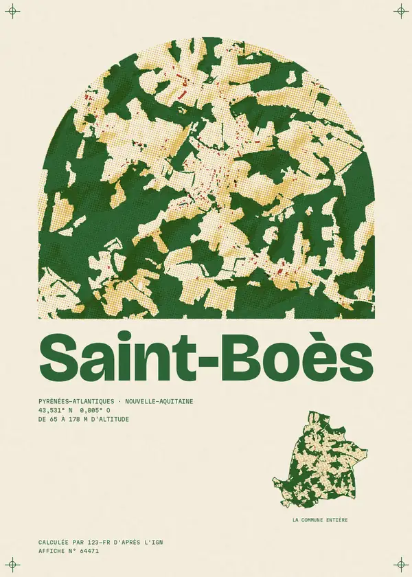 Affiche de Saint-Boès, calculée par 123-fr d'après l'IGN