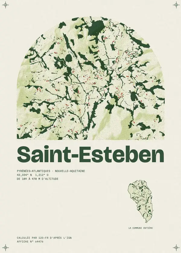 Affiche de Saint-Esteben, calculée par 123-fr d'après l'IGN