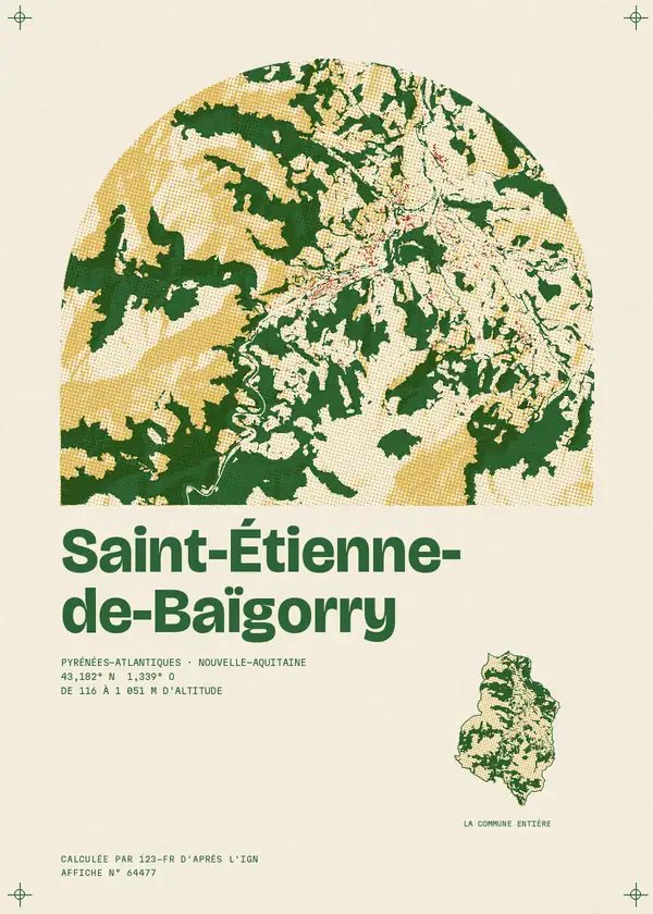 Affiche de Saint-Étienne-de-Baïgorry, calculée par 123-fr d'après l'IGN