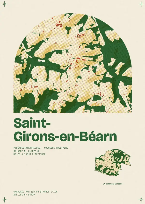 Affiche de Saint-Girons-en-Béarn, calculée par 123-fr d'après l'IGN