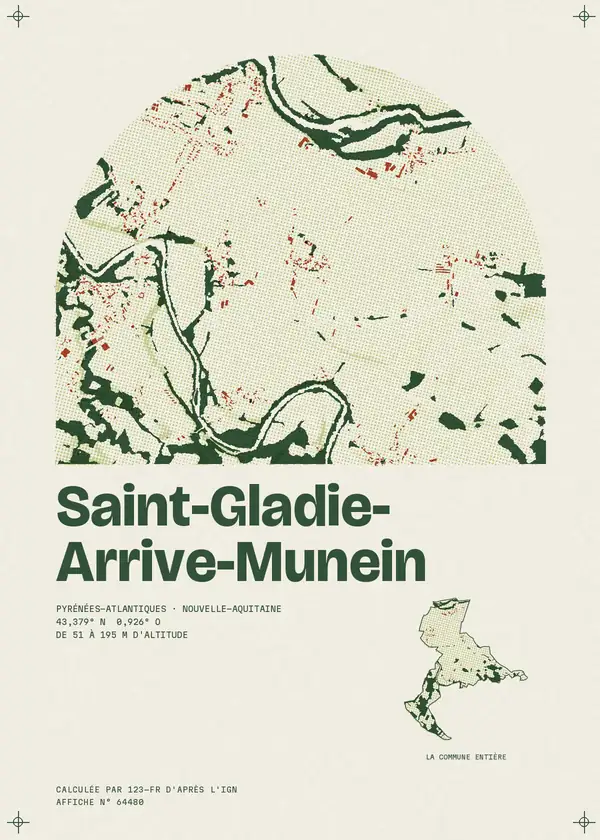 Affiche de Saint-Gladie-Arrive-Munein, calculée par 123-fr d'après l'IGN