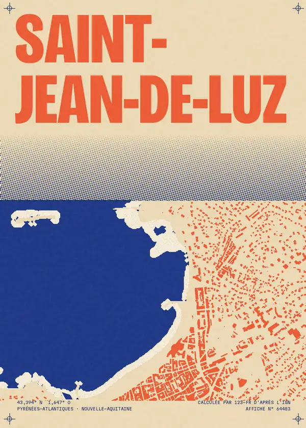 Affiche de Saint-Jean-de-Luz, calculée par 123-fr d'après l'IGN
