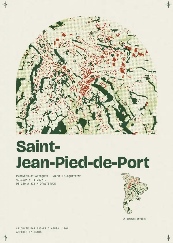 Affiche de Saint-Jean-Pied-de-Port, calculée par 123-fr d'après l'IGN