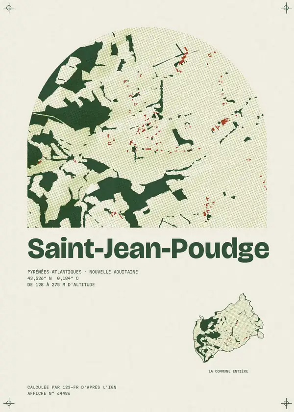 Affiche de Saint-Jean-Poudge, calculée par 123-fr d'après l'IGN