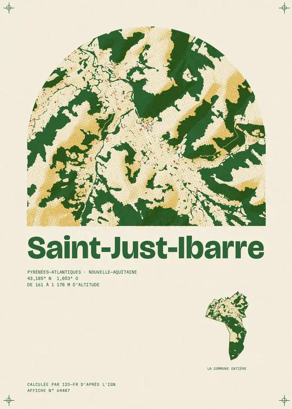 Affiche de Saint-Just-Ibarre, calculée par 123-fr d'après l'IGN