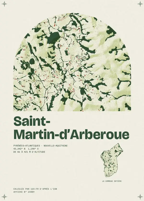 Affiche de Saint-Martin-d'Arberoue, calculée par 123-fr d'après l'IGN