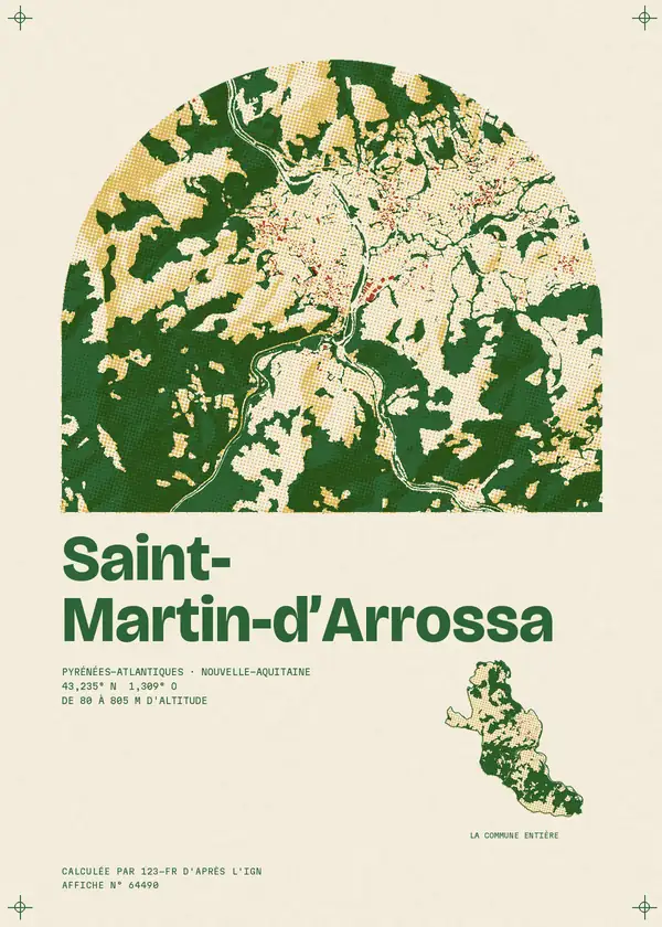 Affiche de Saint-Martin-d'Arrossa, calculée par 123-fr d'après l'IGN