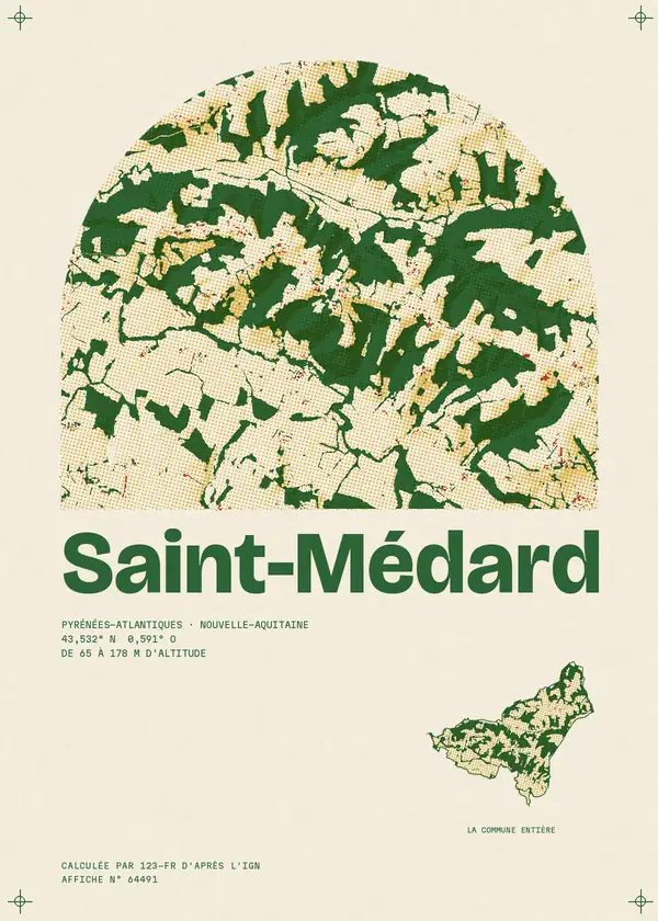 Affiche de Saint-Médard, calculée par 123-fr d'après l'IGN