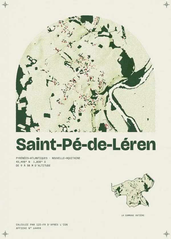 Affiche de Saint-Pé-de-Léren, calculée par 123-fr d'après l'IGN