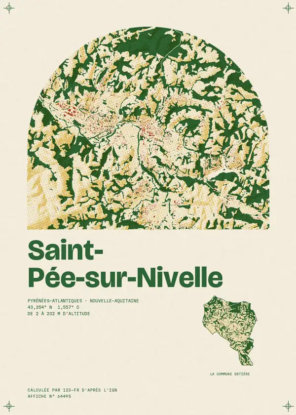 Affiche de Saint-Pée-sur-Nivelle, calculée par 123-fr d'après l'IGN