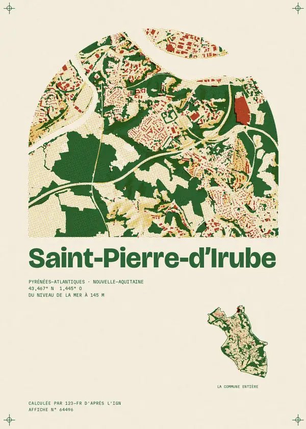 Affiche de Saint-Pierre-d'Irube, calculée par 123-fr d'après l'IGN